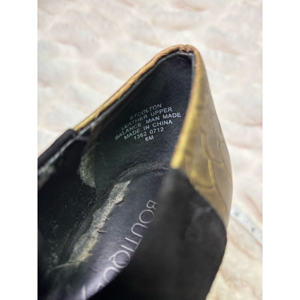 Boutique 9 Colton Black Suede Nine West Snake Gold Platform High Heels Size 6 - Picture 10 of 13